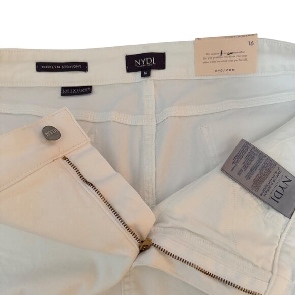 NYDJ Marilyn Straight Ankle Jeans Women's White Blue Tie-Dye Pants, Size 16 NWT - Picture 4 of 10